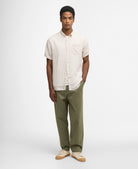 Barbour Mist Linton Linen SS Tailored Shirt #Colour_Mist