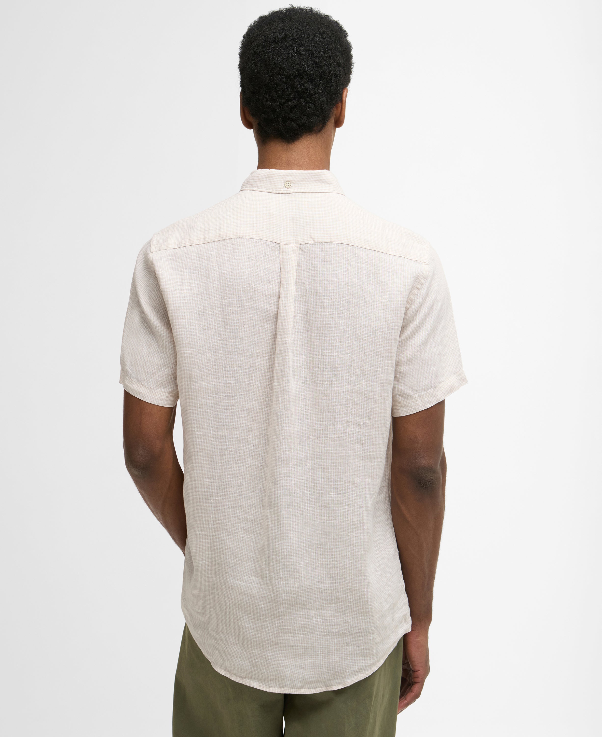 Barbour Mist Linton Linen SS Tailored Shirt #Colour_Mist