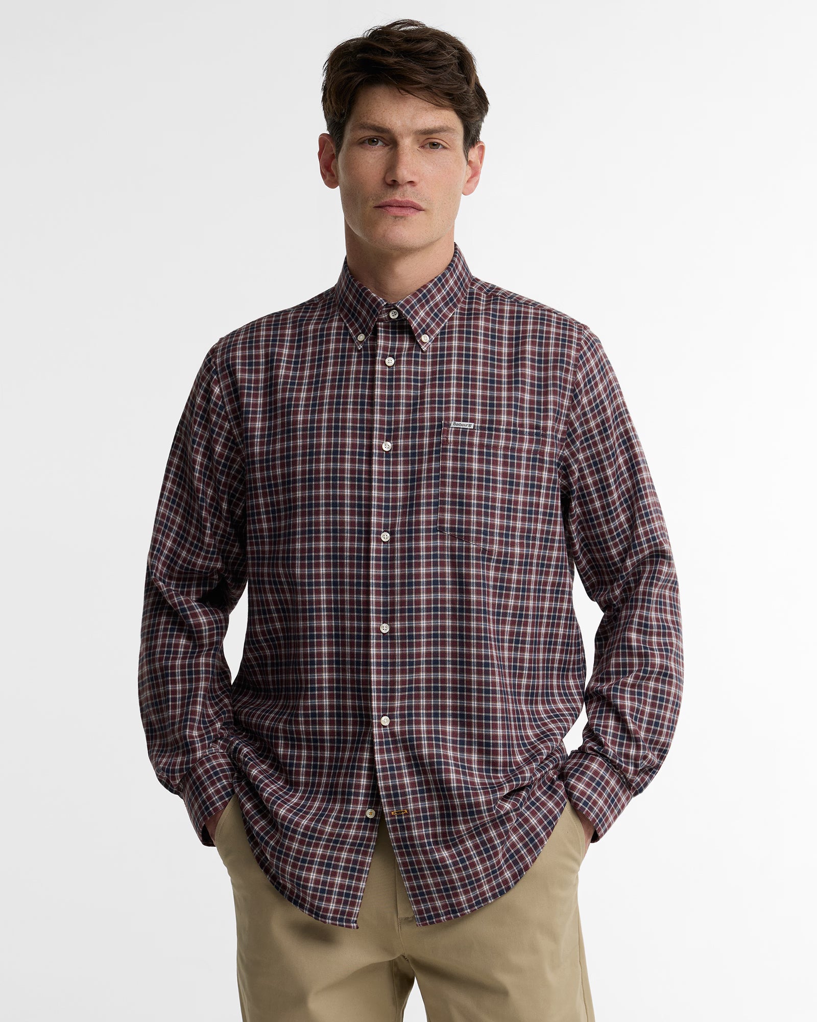 Barbour Dishford Thermo Weave Regular Fit Shirt #Colour_Dark Bordeaux