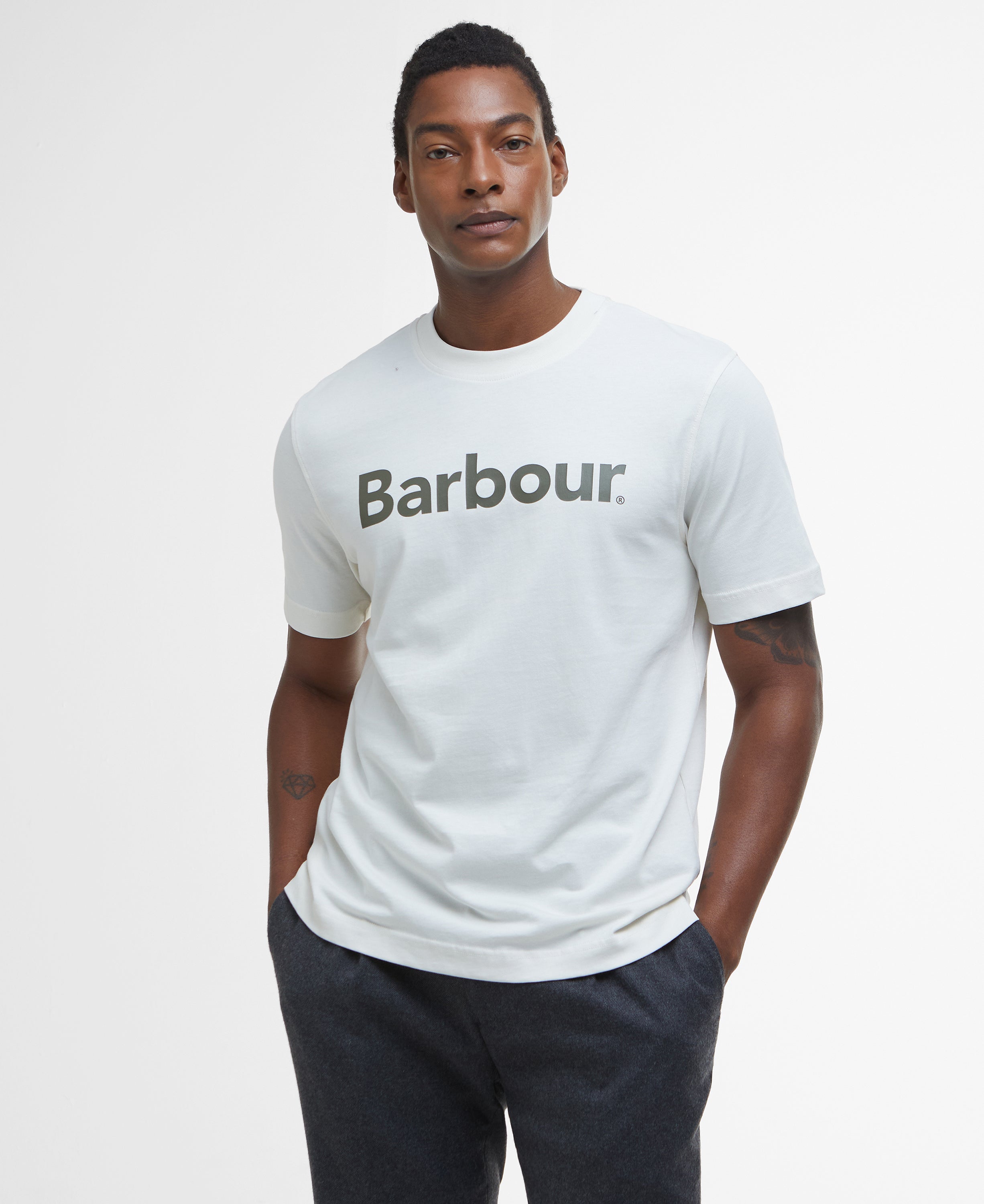 Barbour Antique White Logo Relaxed T-Shirt #Colour_Antique White