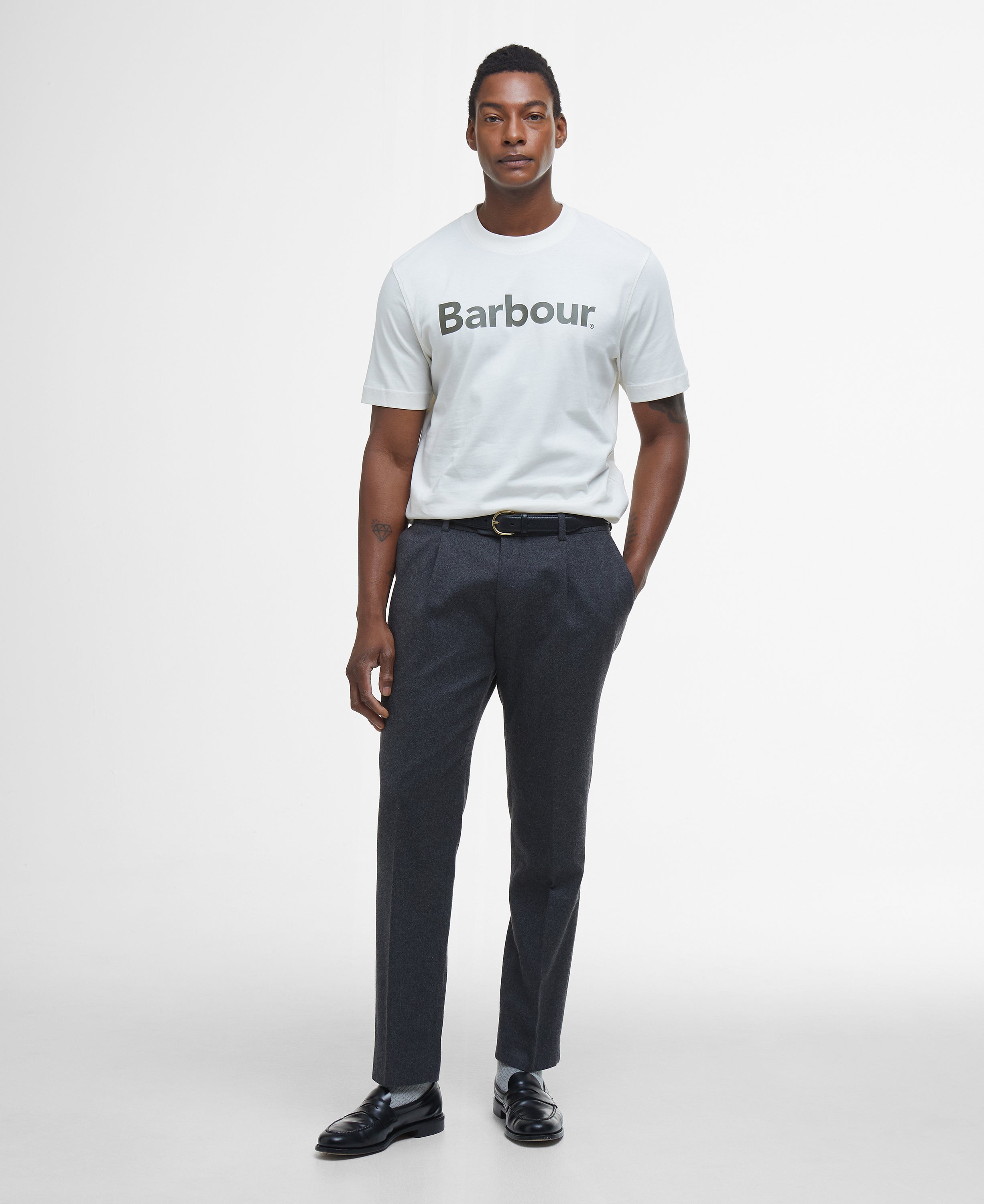 Barbour Antique White Logo Relaxed T-Shirt #Colour_Antique White