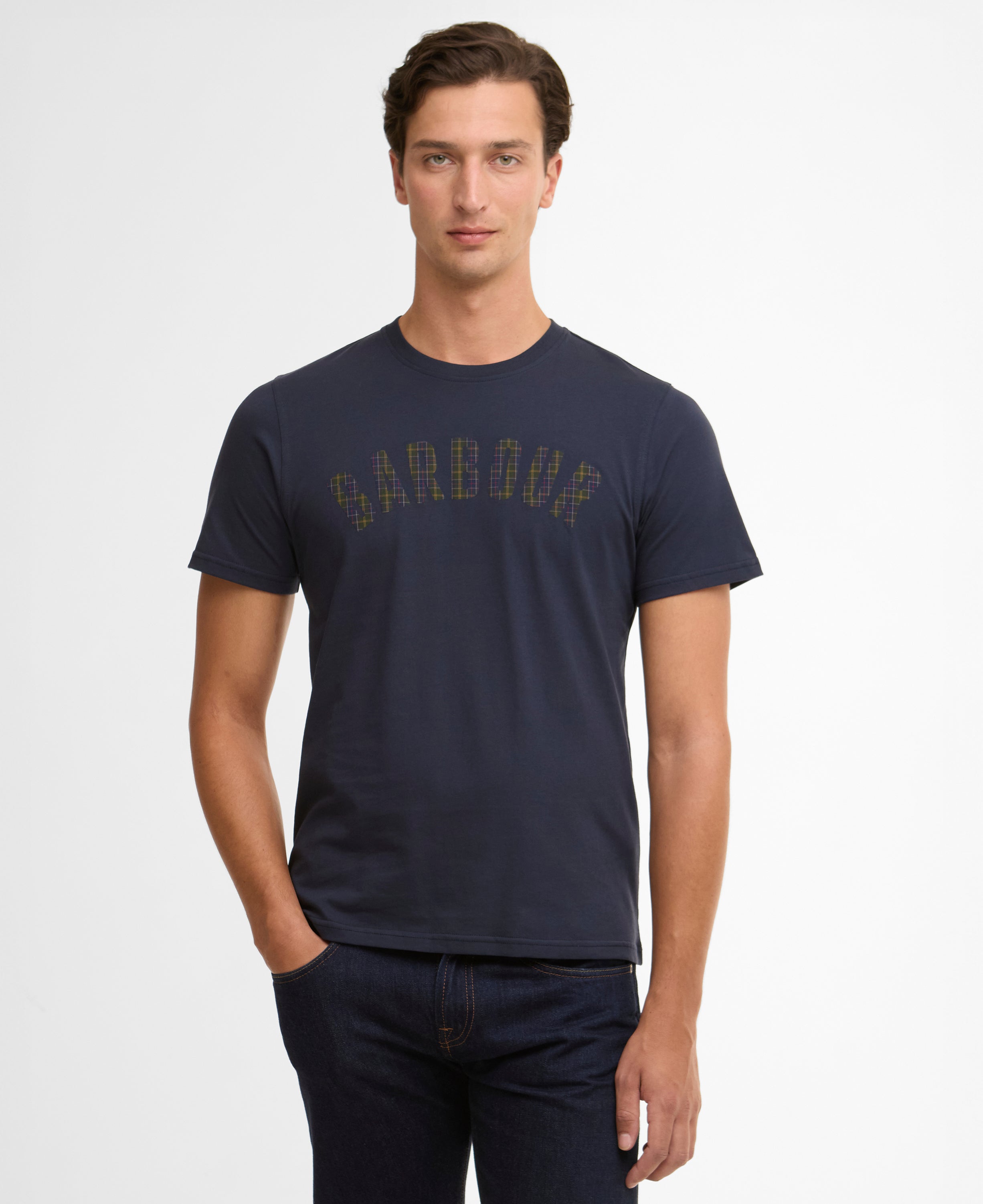 Barbour Navy Berwick Tartan T-Shirt #Colour_Navy