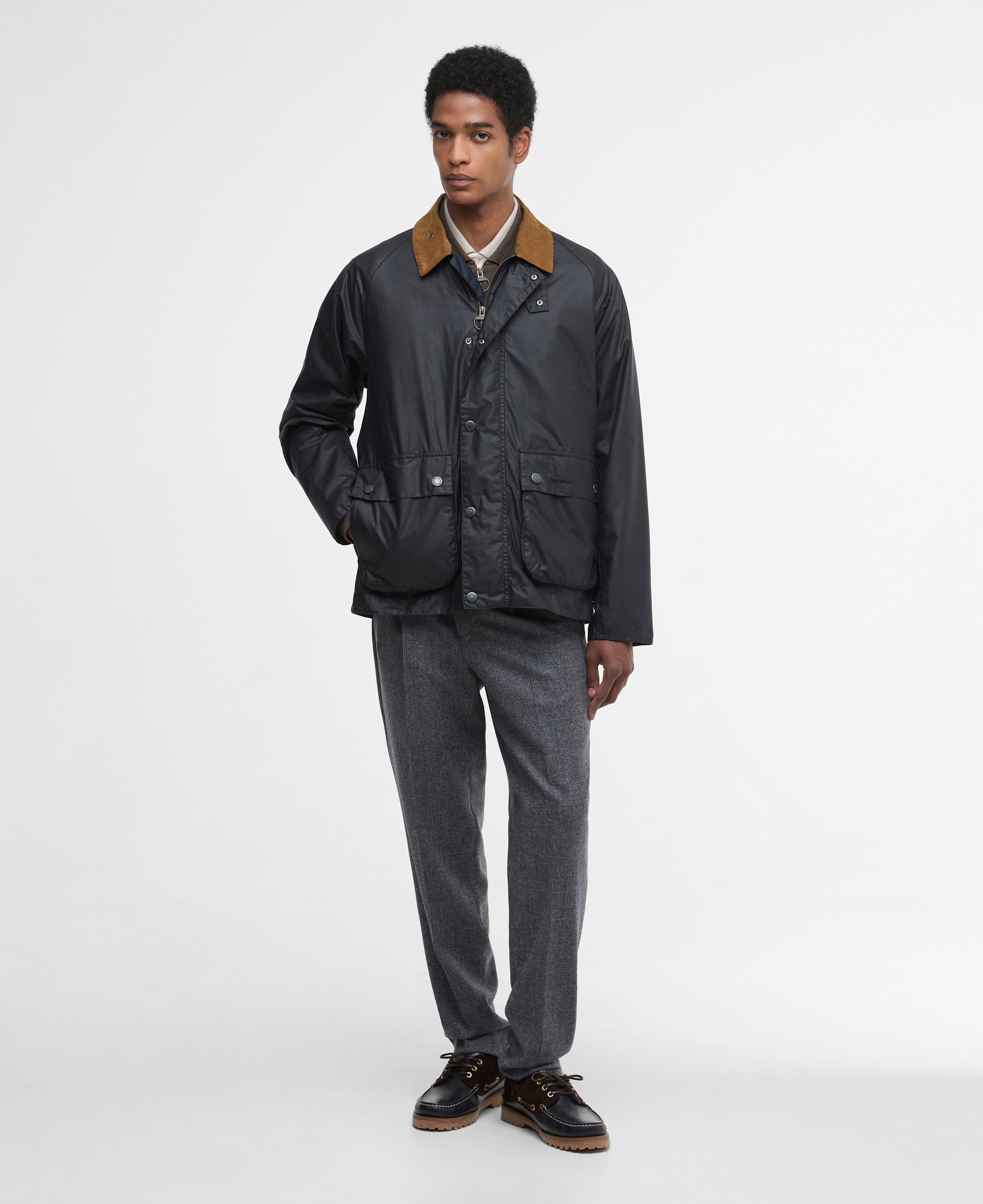 Barbour Royal Navy/Highland Loch Modern Bedale Wax Jacket #Colour_Royal Navy/Highland Loch