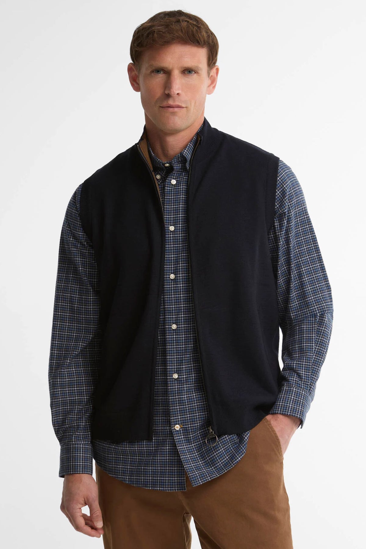 Barbour Marcus Knitted Gilet #Colour_Navy