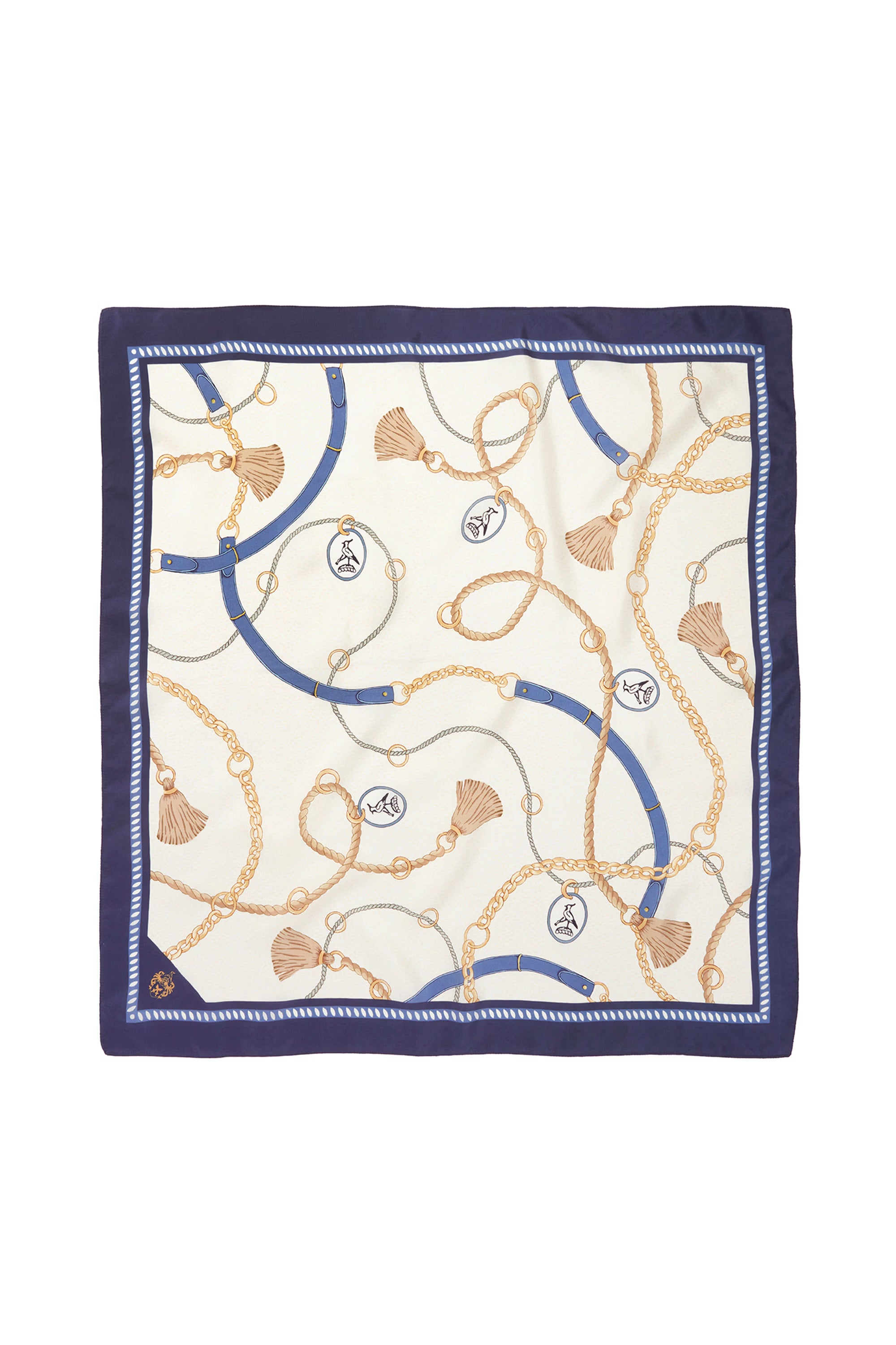Hicks and Brown Melford Mini Silk Scarf #Colour_Navy