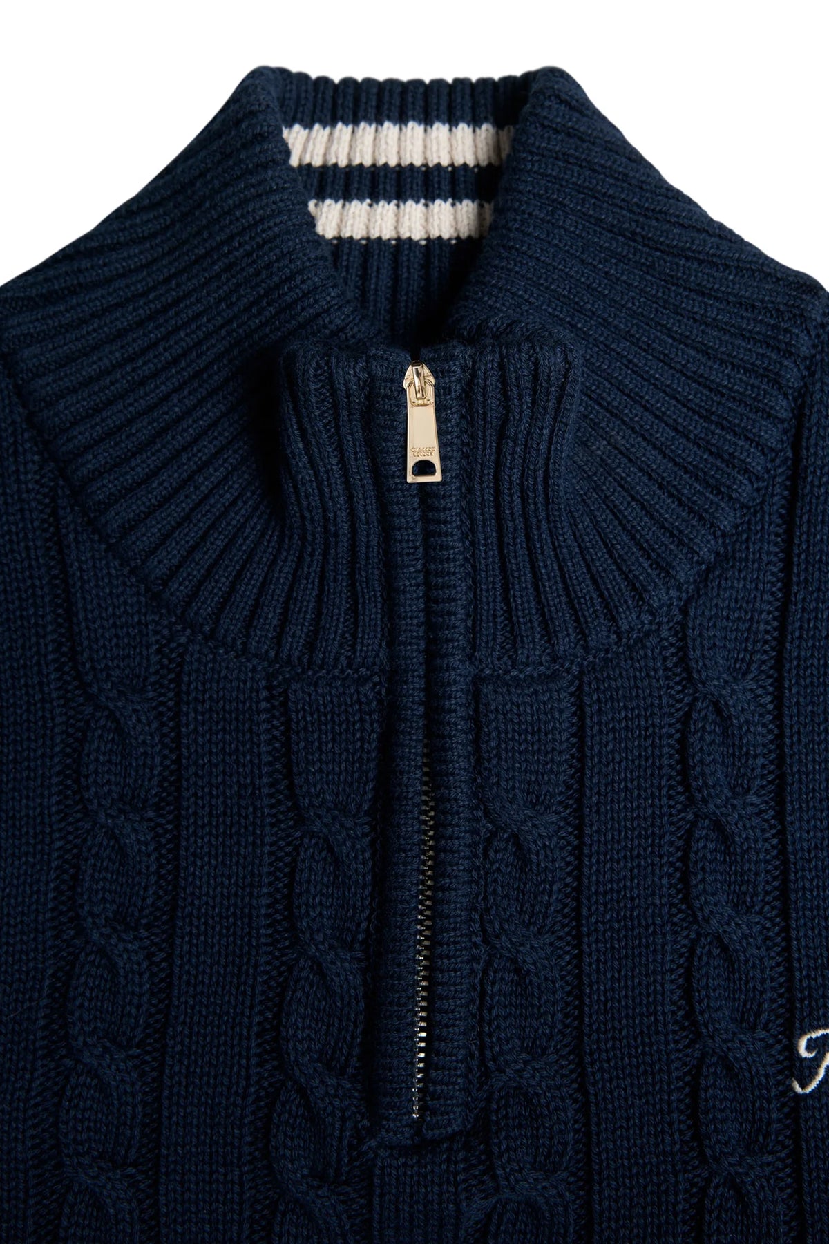 Holland Cooper Men's Cable Quarter Zip Knit #Colour_Ink Navy