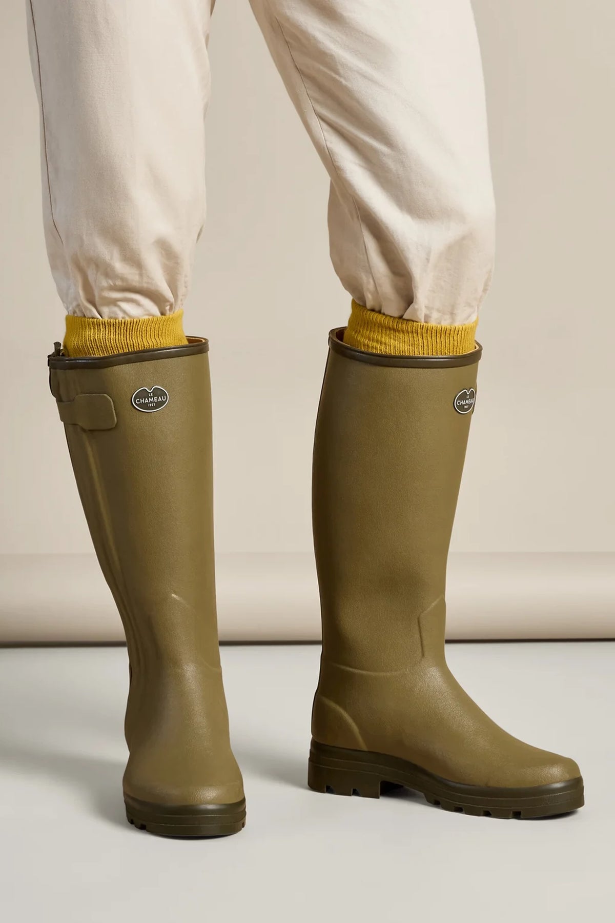 Le Chameau Men's Chasseur Leather Lined Wellington Boot #Colour_Vert Vierzon