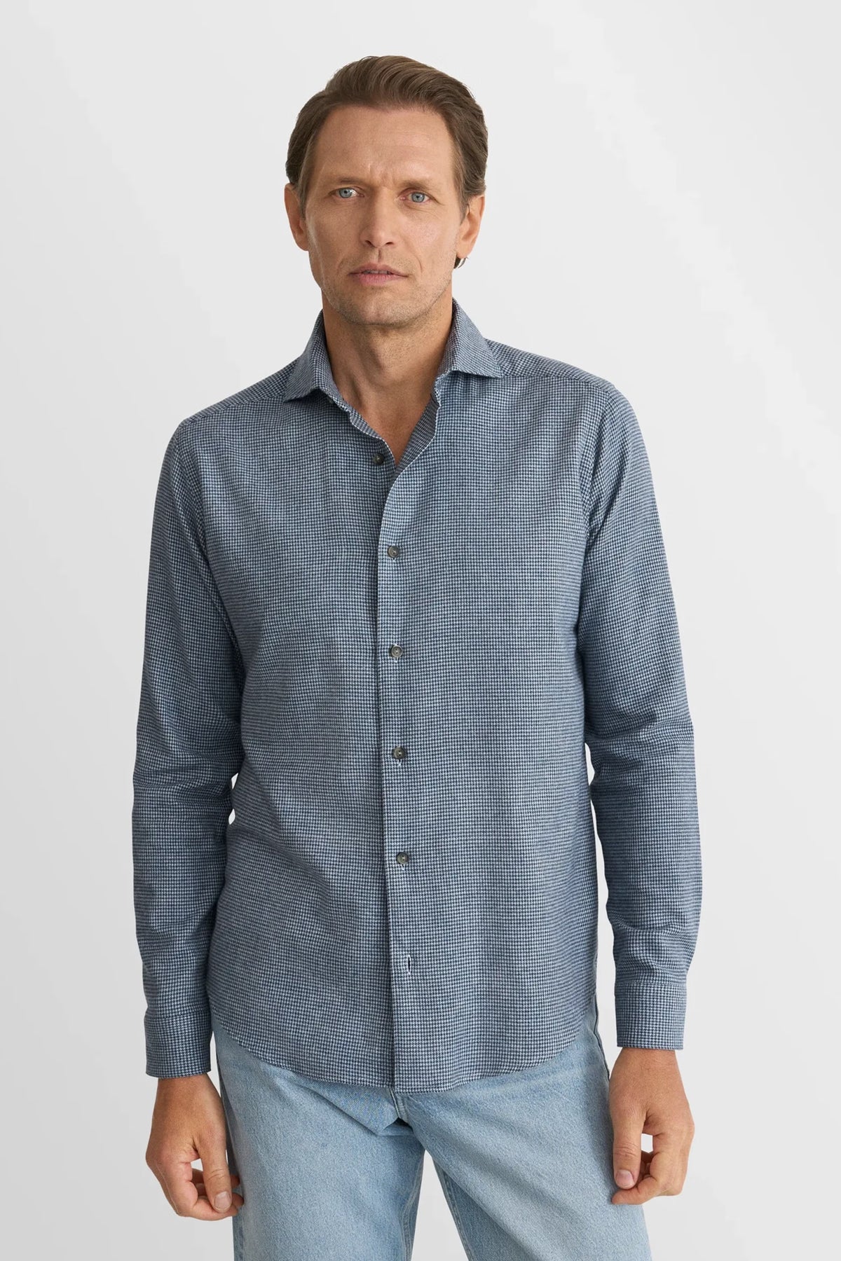 Houndstooth Check Flannel Shirt