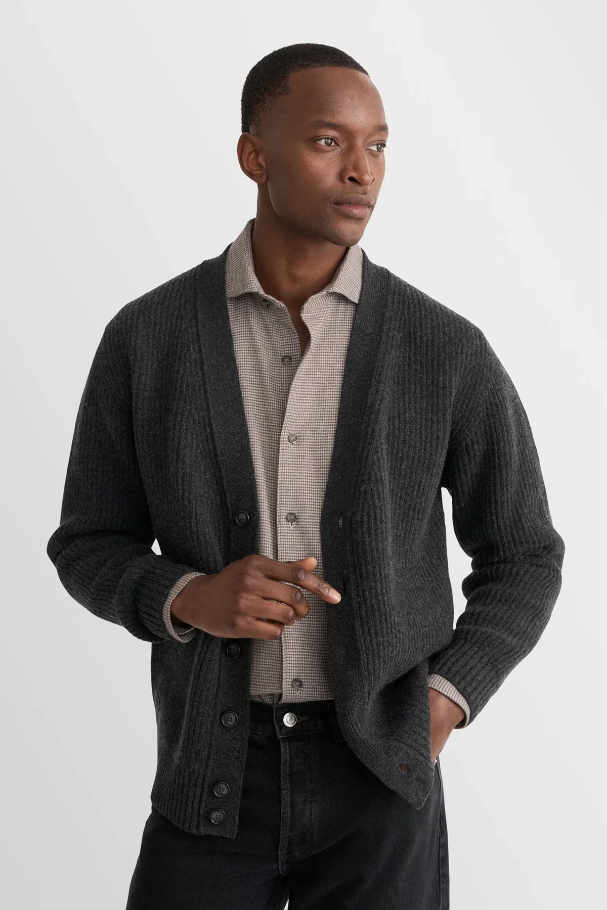 Houndstooth Check Flannel Shirt
