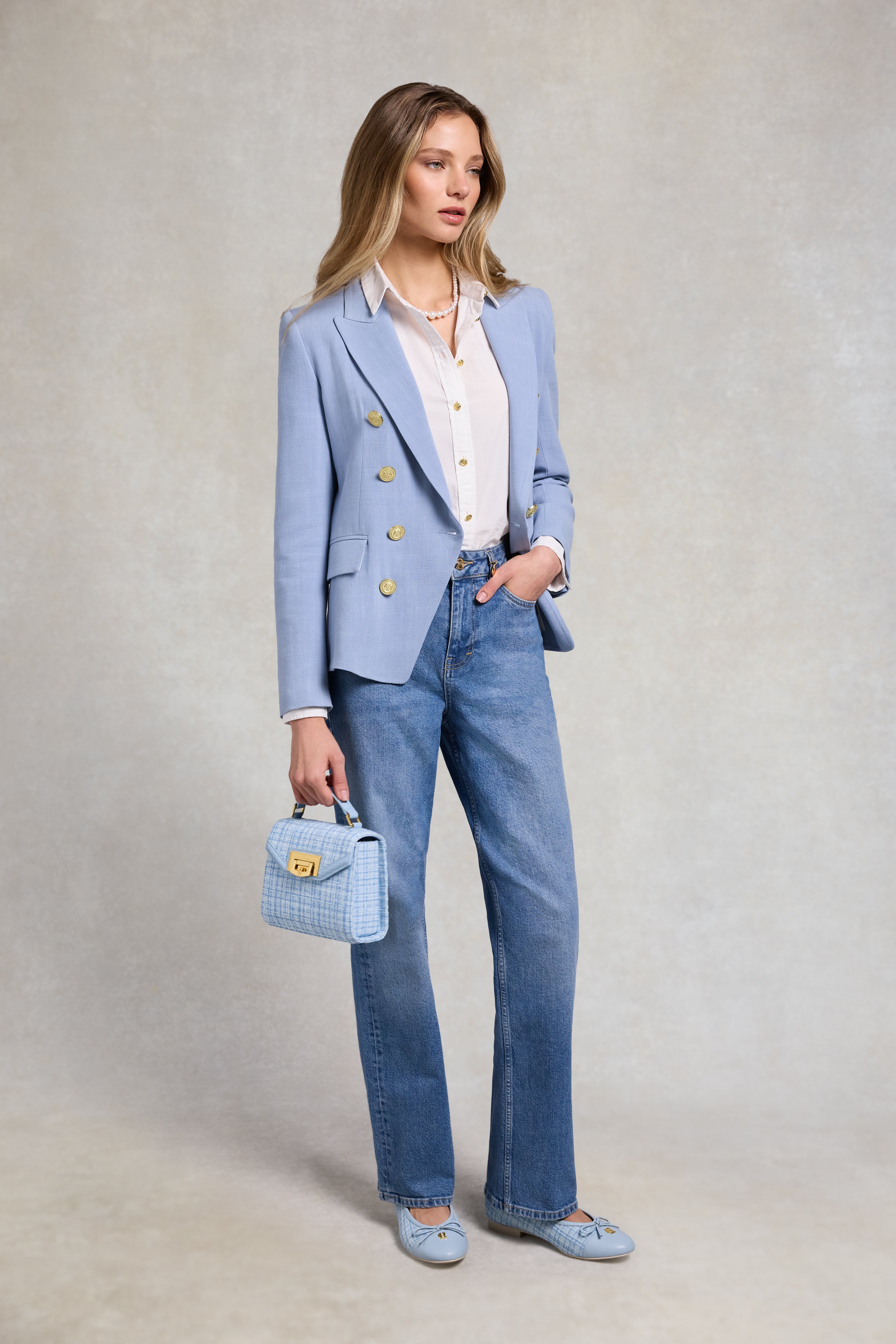 Holland Cooper Ice Blue Boucle Mini Cheltenham Bag #Colour_Ice Blue Boucle