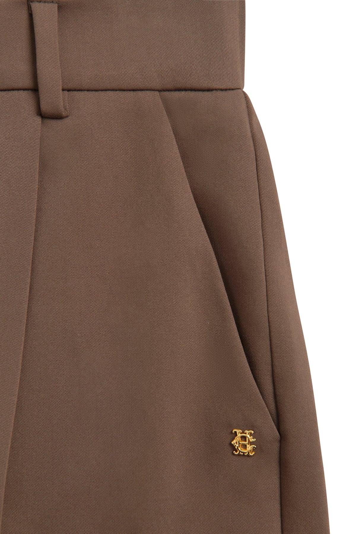 Holland Cooper Pleated Wide Leg Trouser #Colour_Mocha