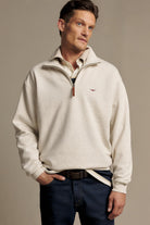 R.M. Williams Mulyungarie 1/4 Zip Sweatshirt #Colour_Ecru Marl