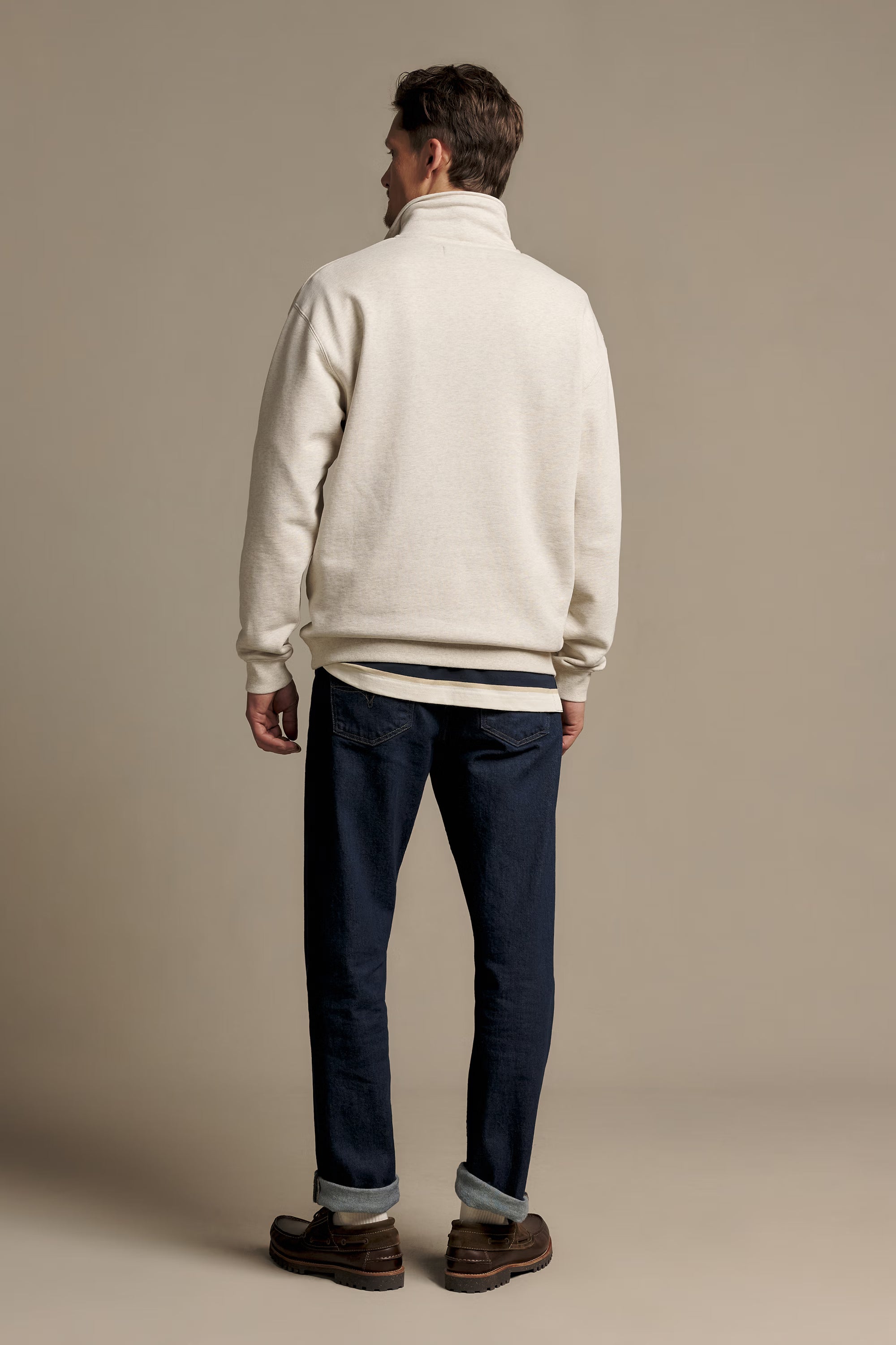 R.M. Williams Mulyungarie 1/4 Zip Sweatshirt #Colour_Ecru Marl