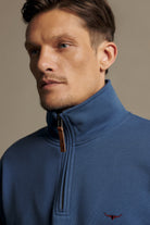R.M. Williams Mulyungarie 1/4 Zip Sweatshirt #Colour_Mid Blue