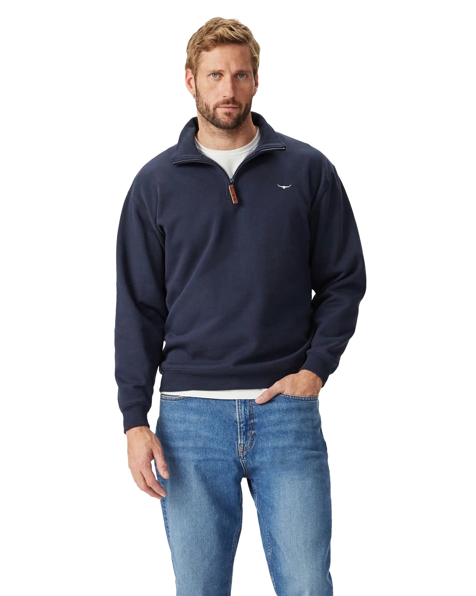 R.M. Williams Mulyungarie 1/4 Zip Sweatshirt #Colour_Navy