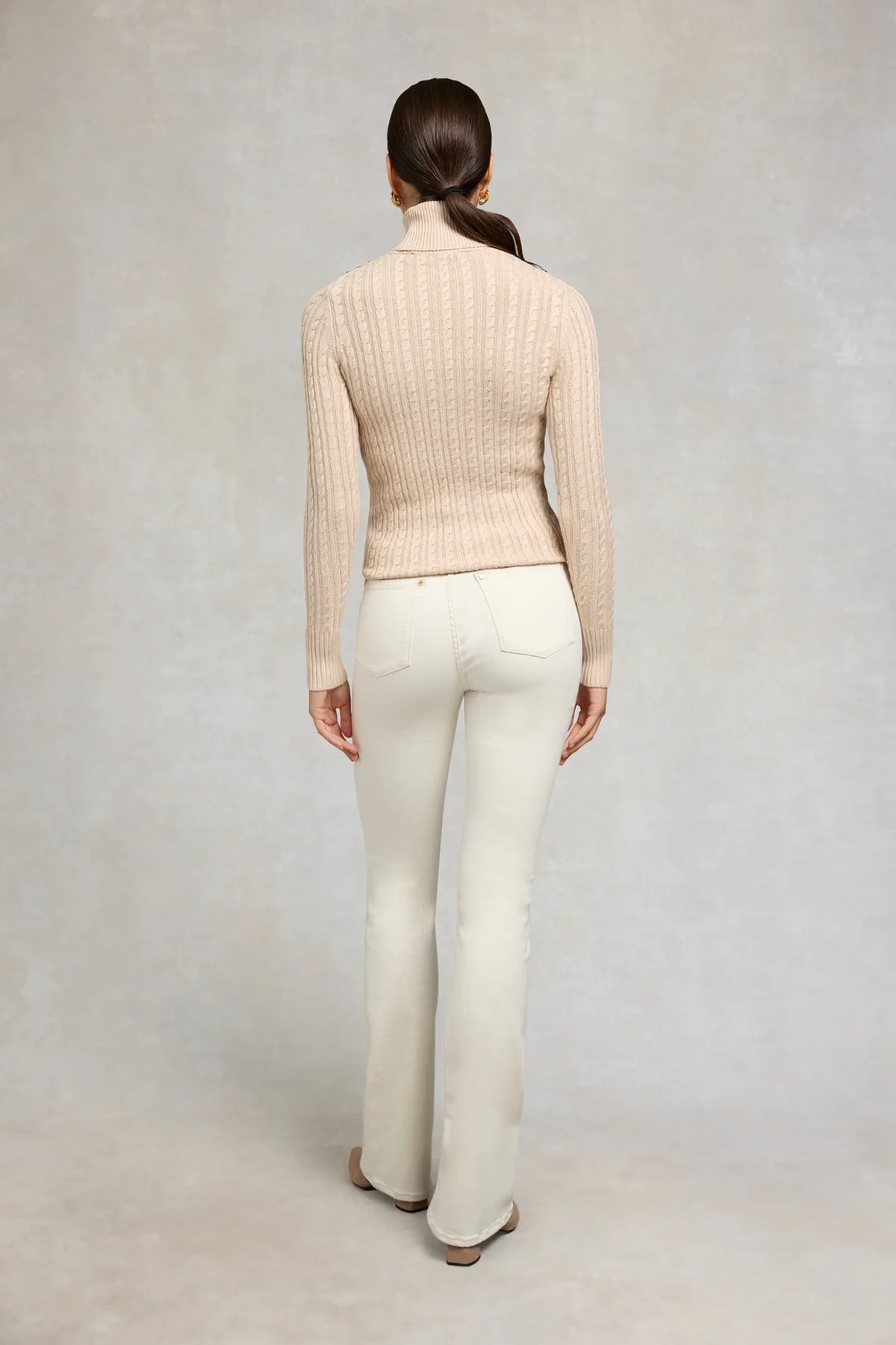 Holland Cooper Seattle Roll Neck Cable Knit #Colour_Oatmeal