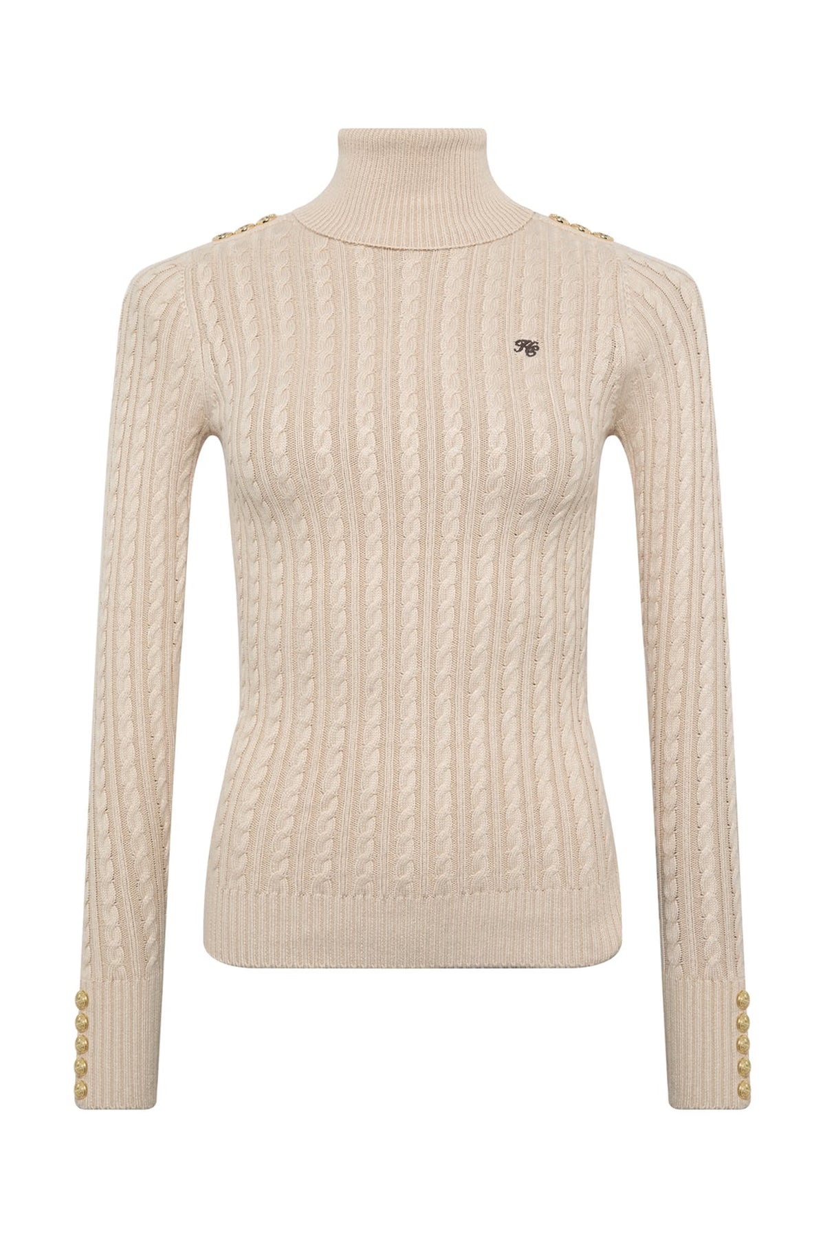 Holland Cooper Seattle Roll Neck Cable Knit #Colour_Oatmeal