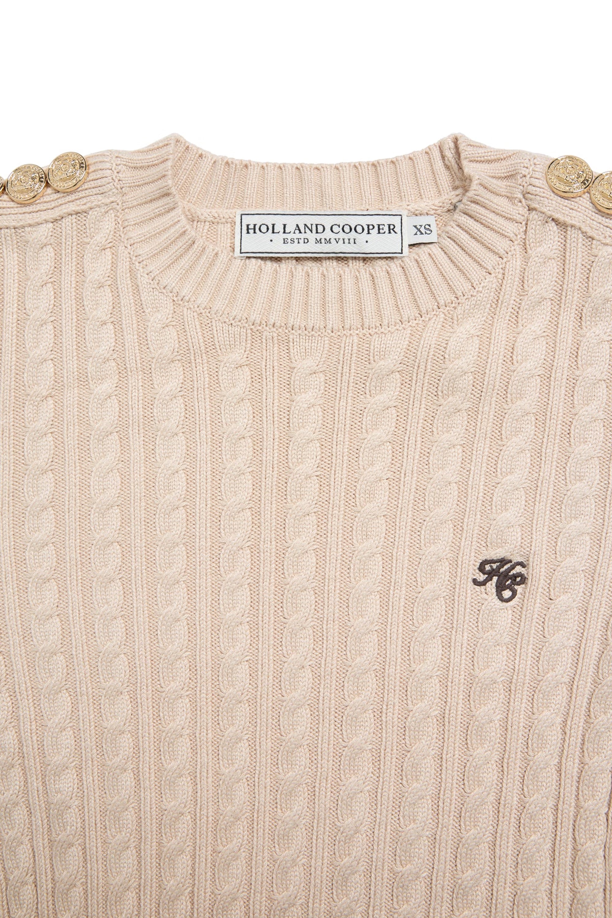 Holland Cooper Seattle Cable Crew Knit #Colour_Oatmeal