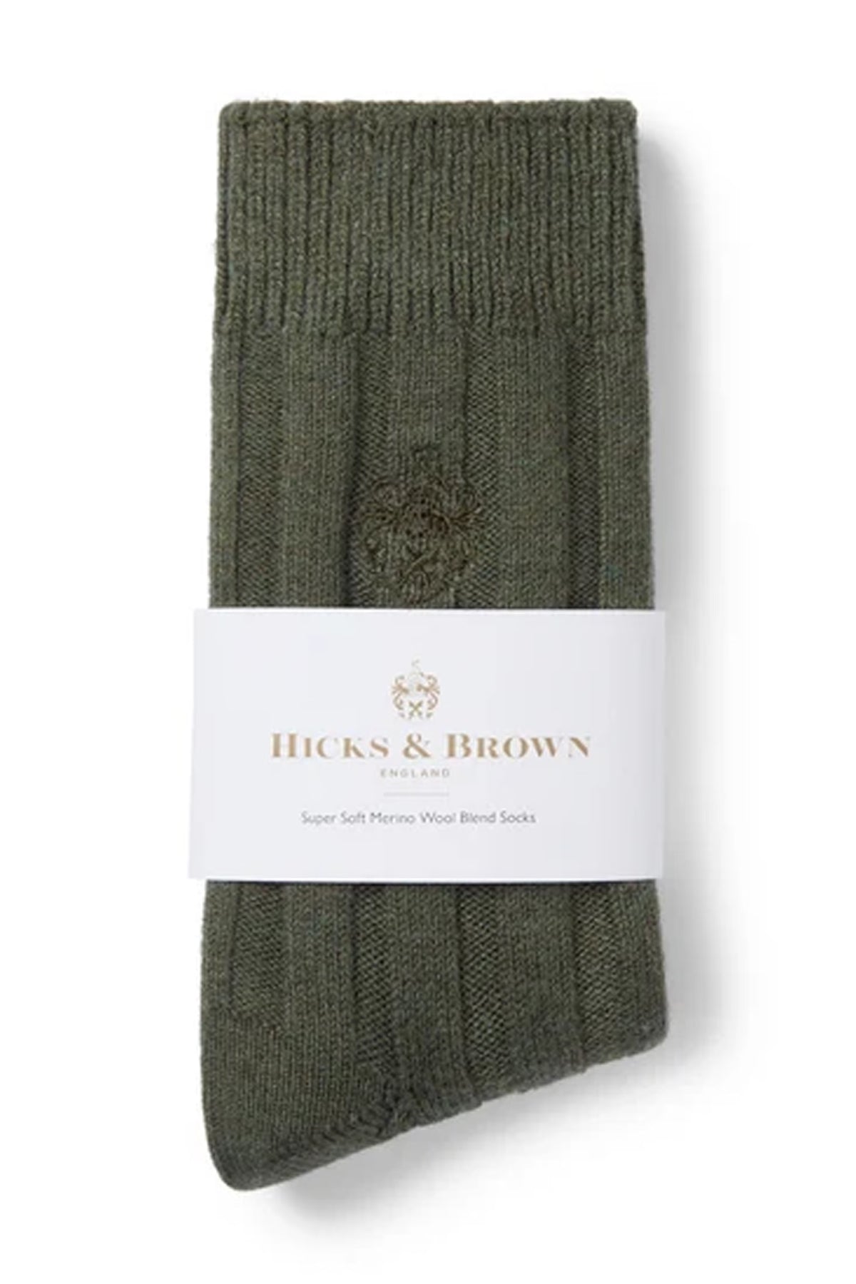 Hicks and Brown Ladies Merino Blend Socks #Colour_Olive Green