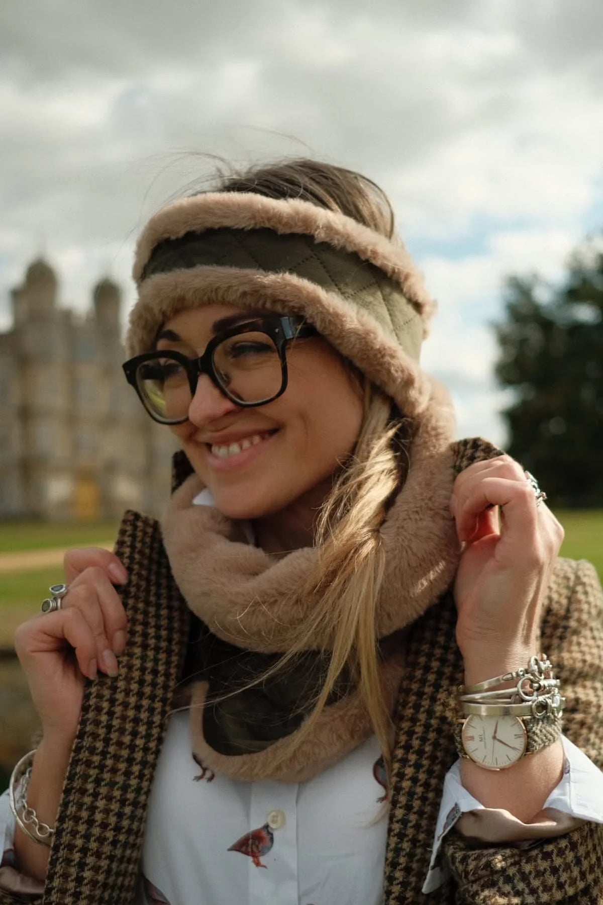 Barkworth Reeve Wildling Headband Reverible Faux Fur & Velvet #Colour_Olive & Fawn