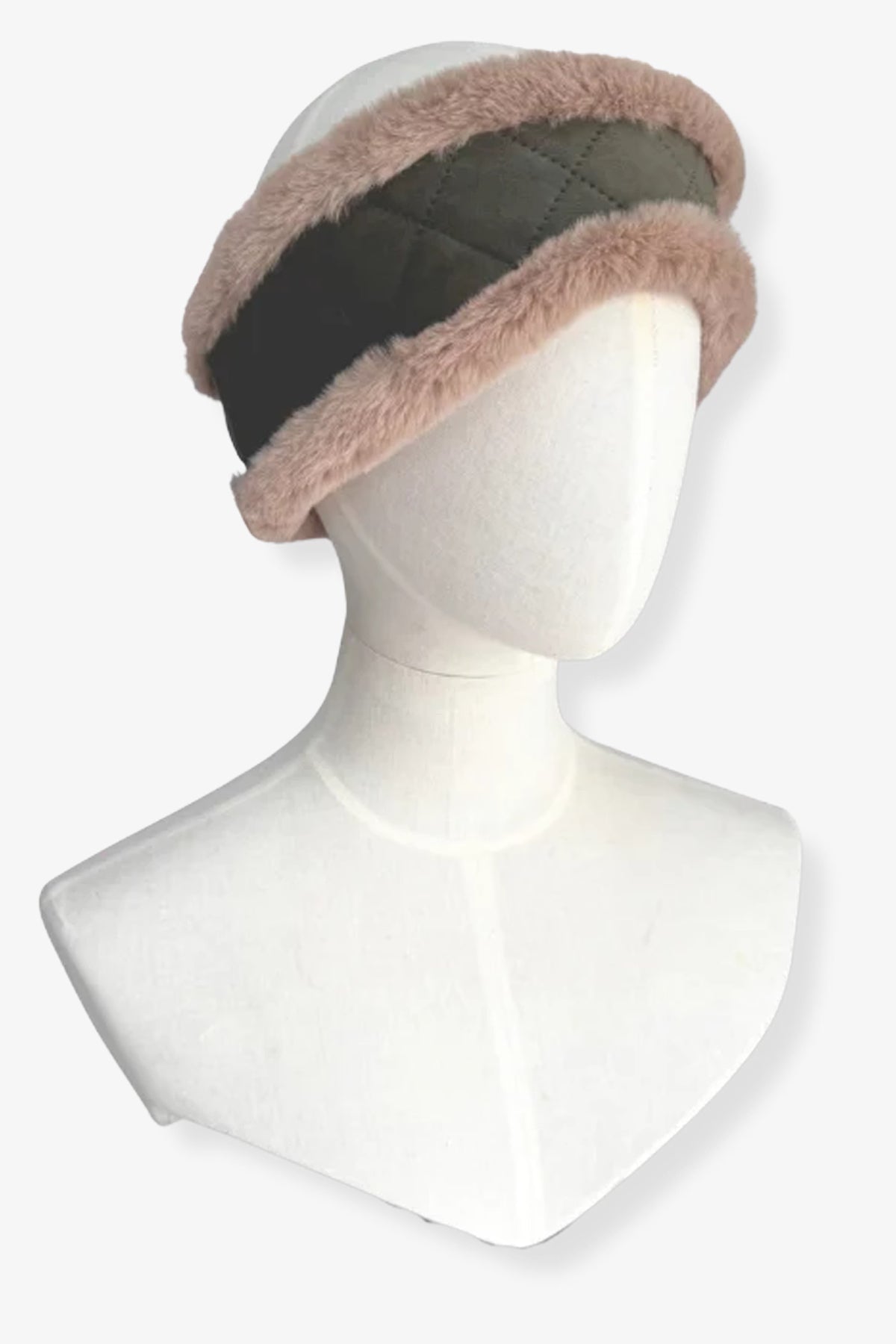 Barkworth Reeve Wildling Headband Reverible Faux Fur & Velvet #Colour_Olive & Fawn