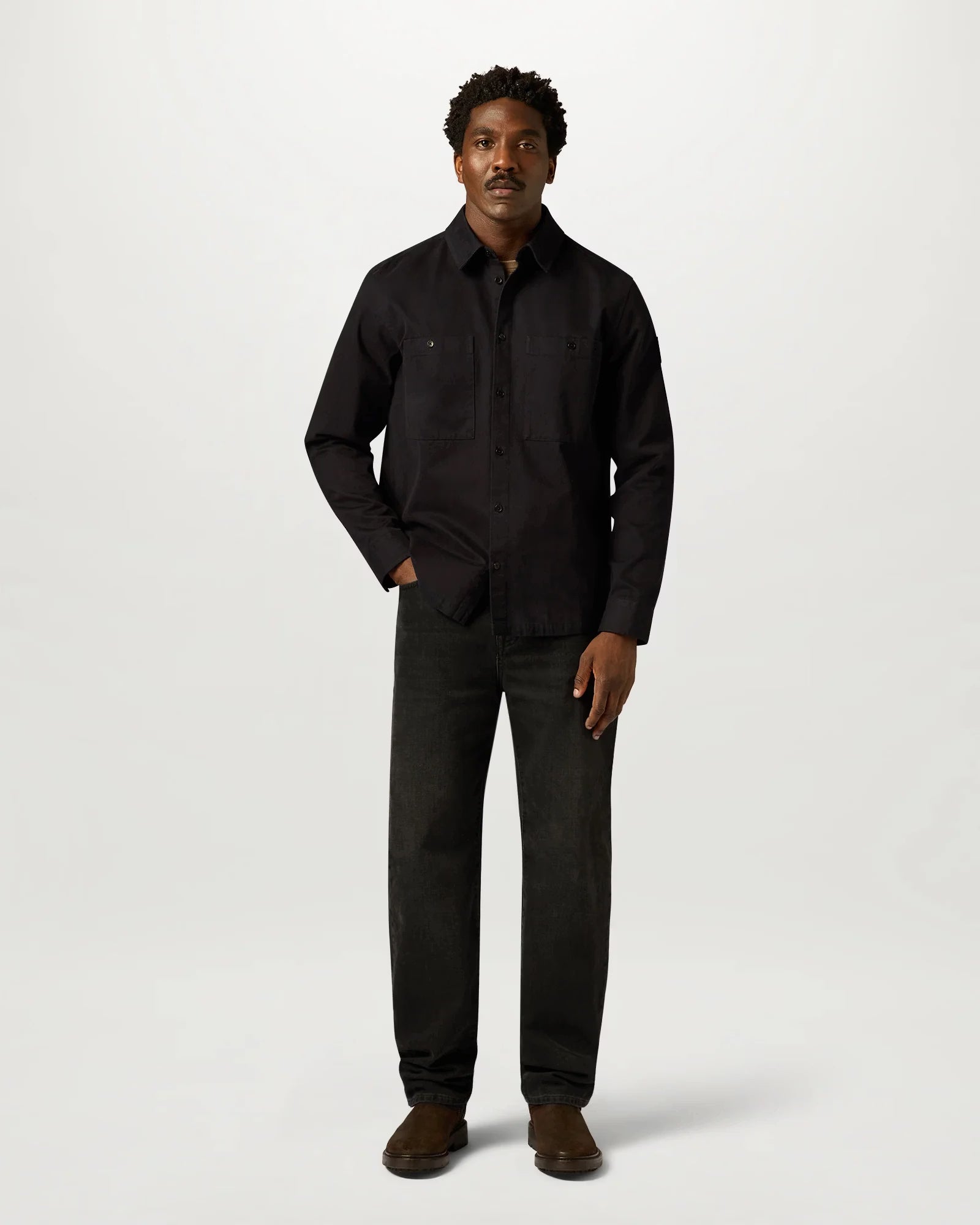 Belstaff Outpost Shirt Cotton Herringbone #Colour_Black