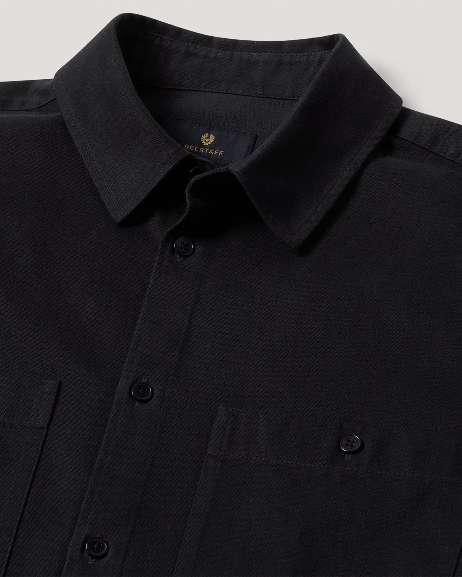 Belstaff Outpost Shirt Cotton Herringbone #Colour_Black