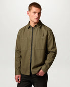 Belstaff Outpost Shirt Cotton Herringbone #Colour_Khaki Green