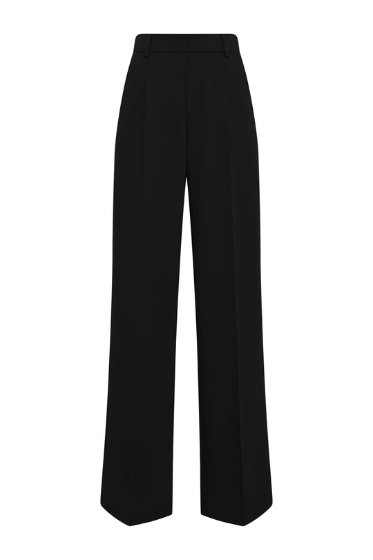 Holland Cooper Black Pleated Wide Leg Trouser #Colour_Black