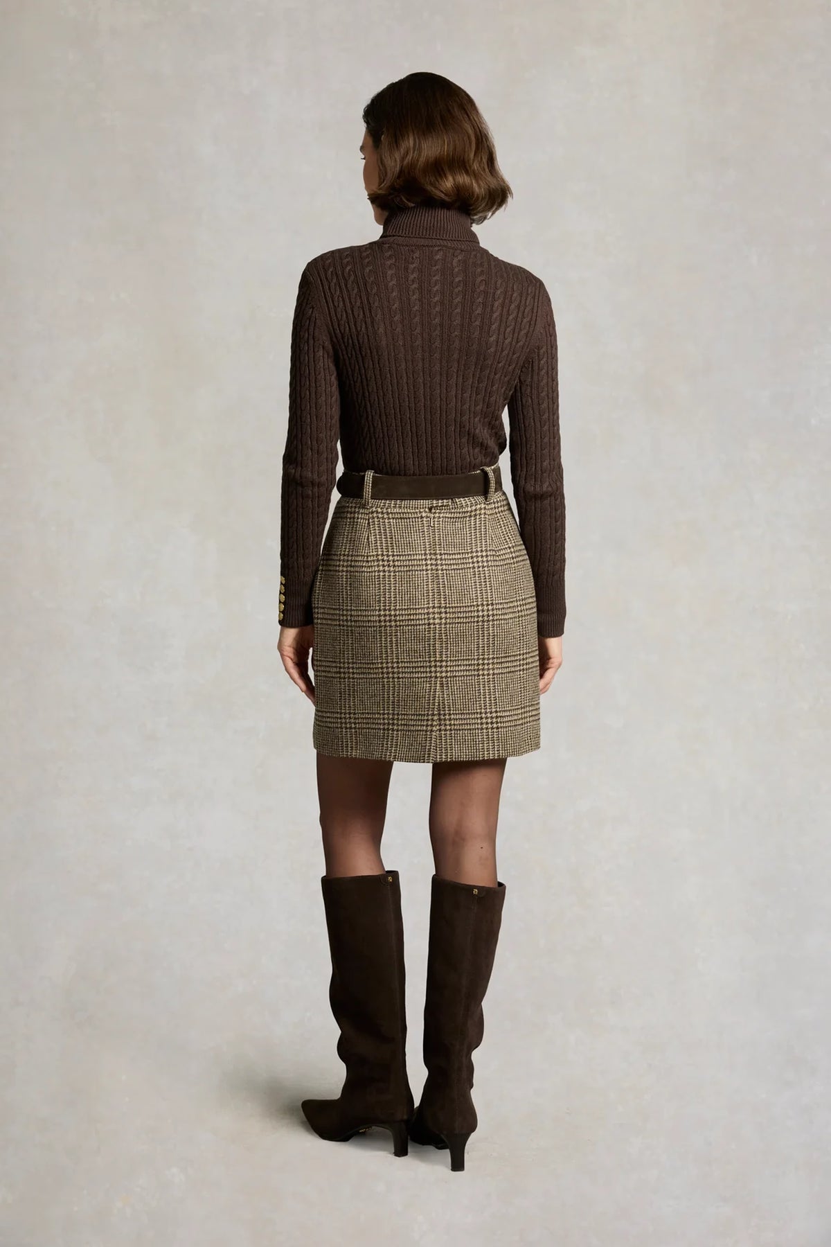 Holland Cooper Regency Skirt #Colour_Prince of Wales Brown