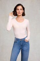 Holland Cooper Palest Pink Rebecca Long Sleeve Top #Colour_Palest Pink