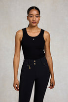 Holland Cooper Black Rebecca Rib Tank #Colour_Black