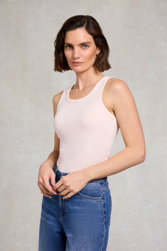 Holland Cooper Palest Pink Rebecca Rib Tank #Colour_Palest Pink