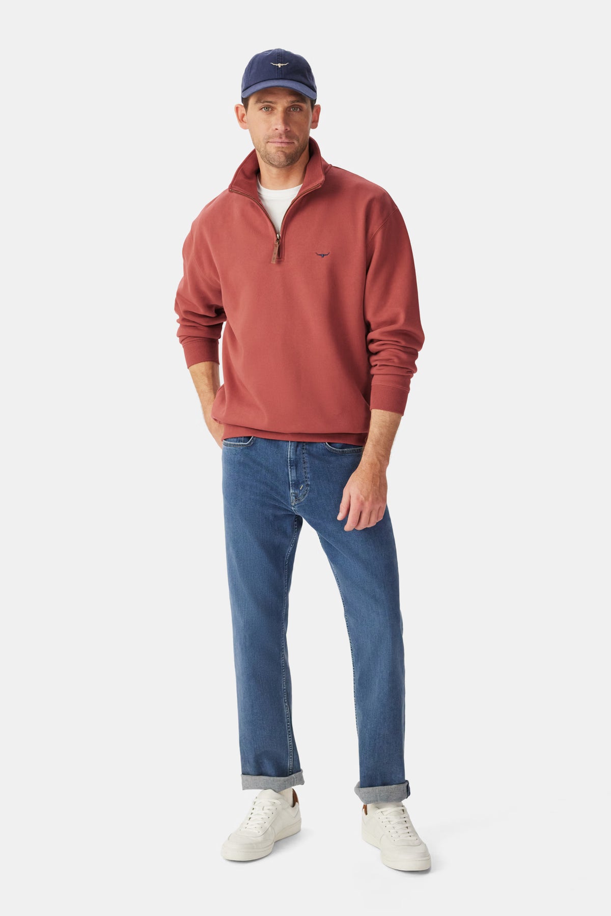 R.M. Williams Mulyungarie 1/4 Zip Sweatshirt #Colour_Red
