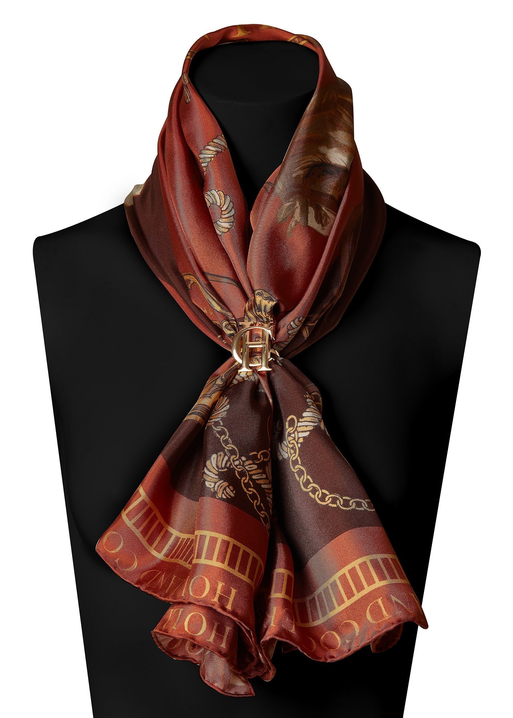 Regal Horse Silk Scarf -    caramel - View 21