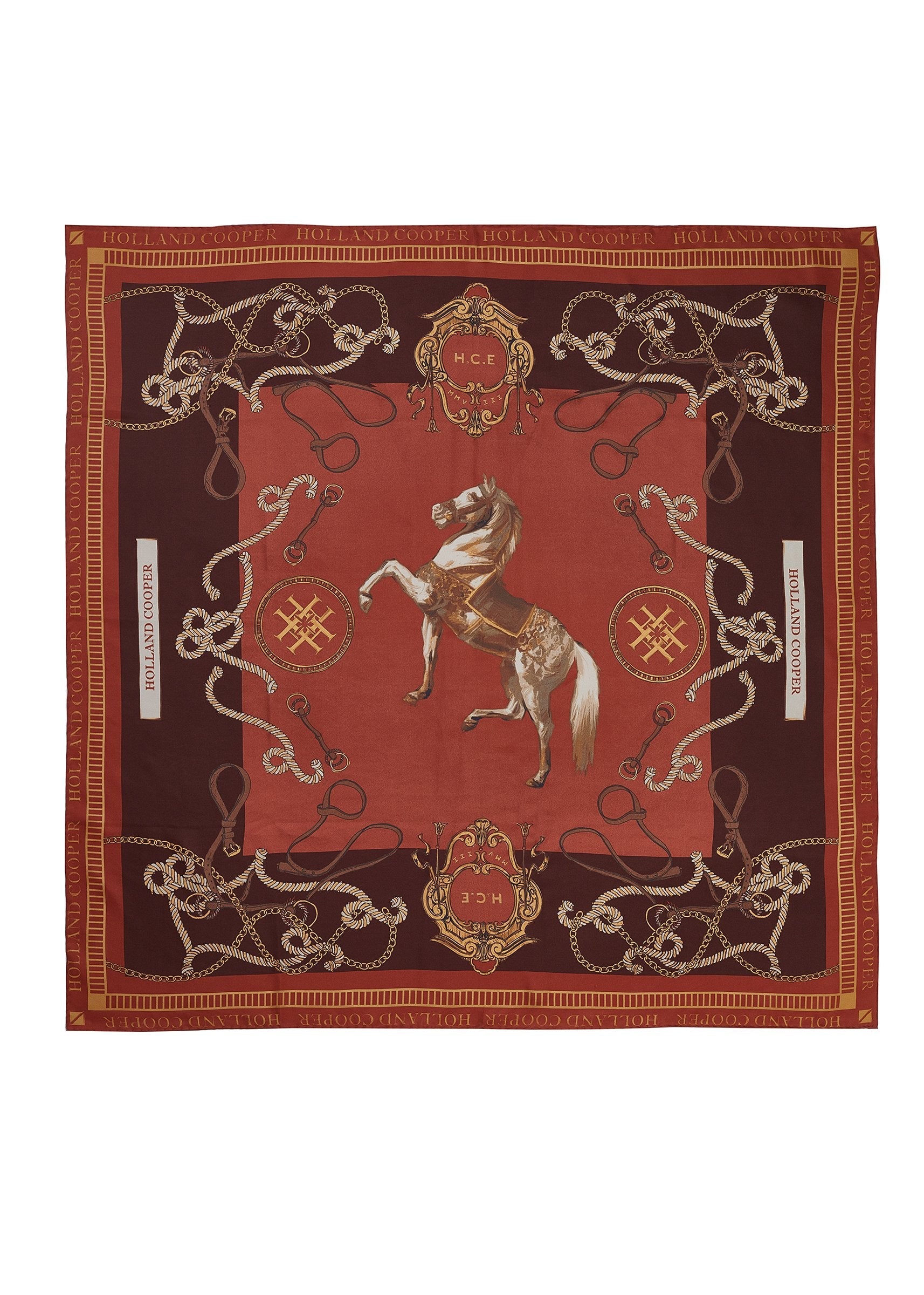 Regal Horse Silk Scarf -    caramel