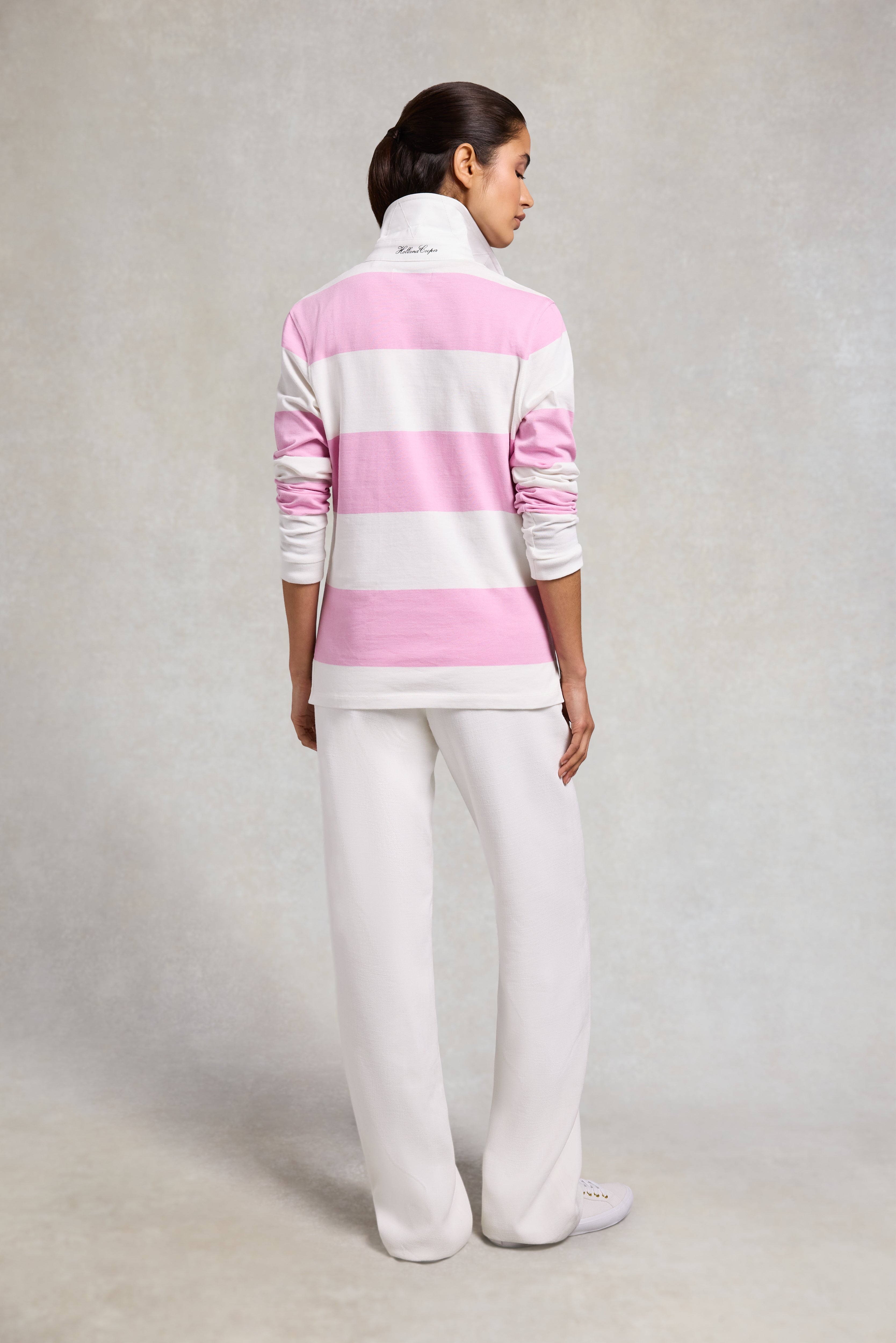 Holland Cooper Pink Ecru Rugby Shirt #Colour_Pink Ecru