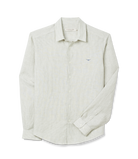R.M. Williams White & Green Stripe Stephens Regular Linen Shirt #Colour_White & Green Stripe