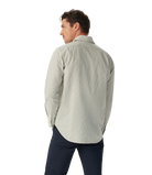 R.M. Williams White & Green Stripe Sommers Poplin Stripe Shirt #Colour_White & Green Stripe