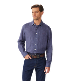 R.M. Williams Navy Newman Classic Linen Shirt #Colour_Navy