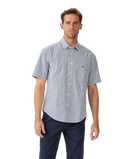 R.M. Williams White/Blue Augusta Poplin SS Shirt #Colour_White/Blue