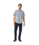 R.M. Williams White/Blue Augusta Poplin SS Shirt #Colour_White/Blue