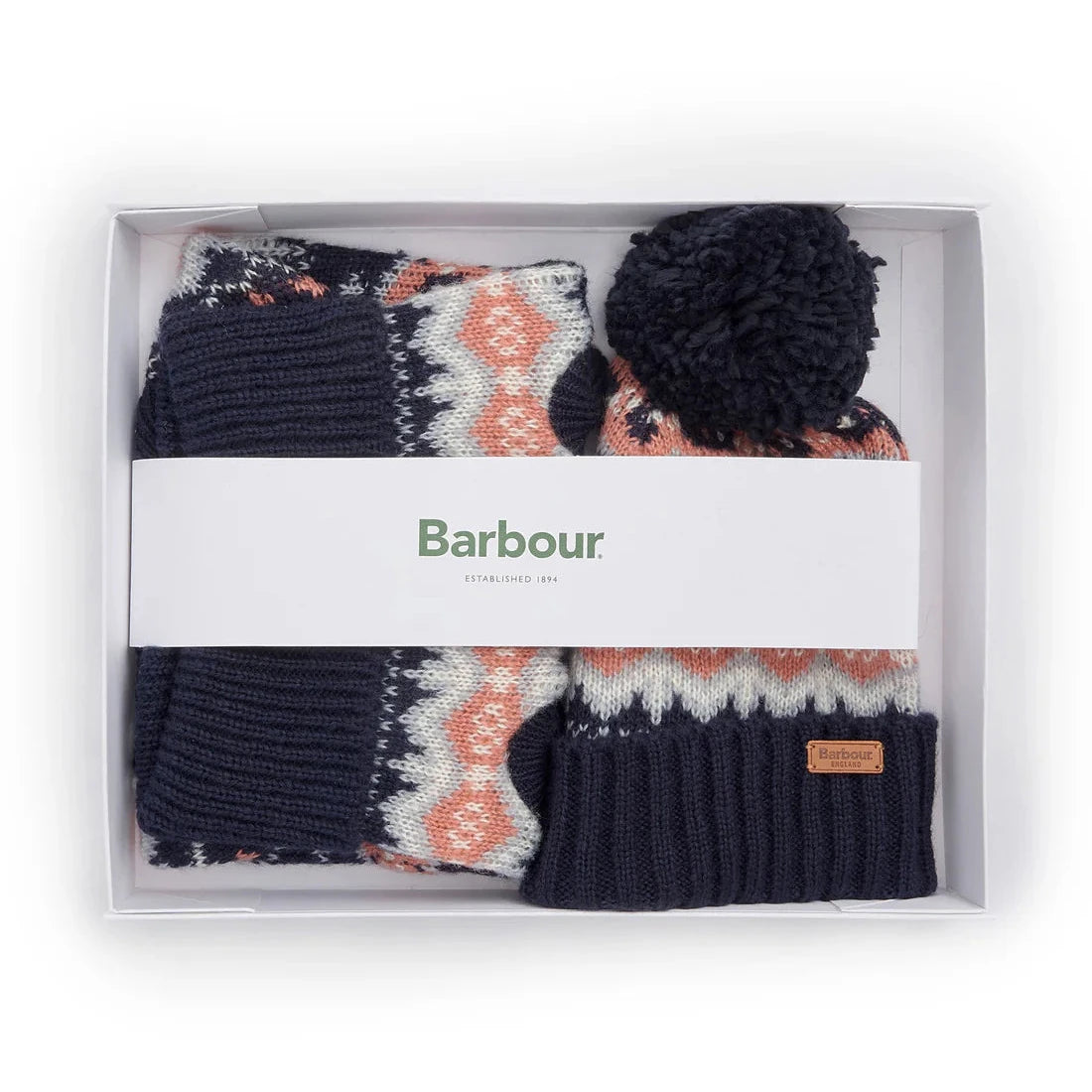 Barbour Case Fair Isle Dog Gift Set #Colour_Pink/Navy
