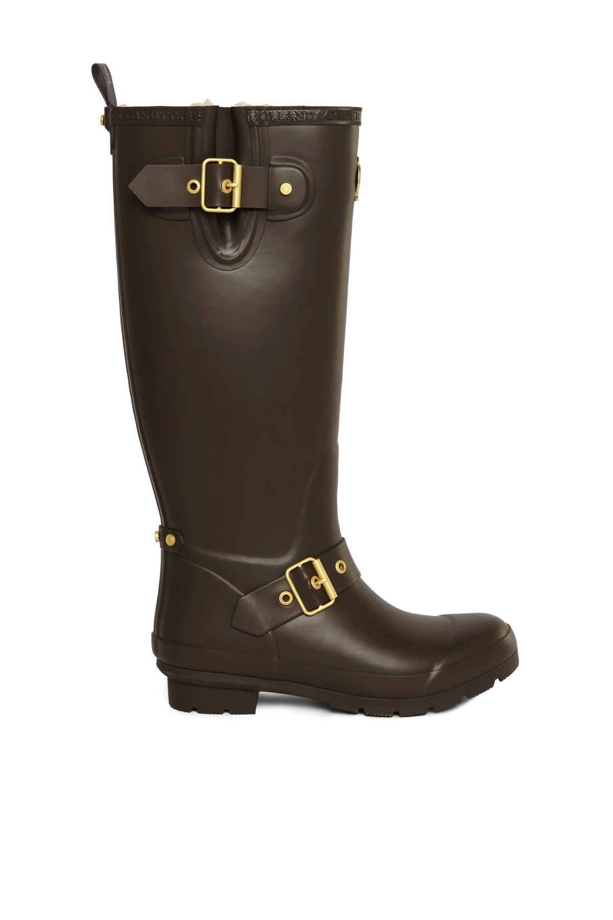 Holland Cooper Sherpa Lined Regency Wellington #Colour_Chocolate Matte Gold