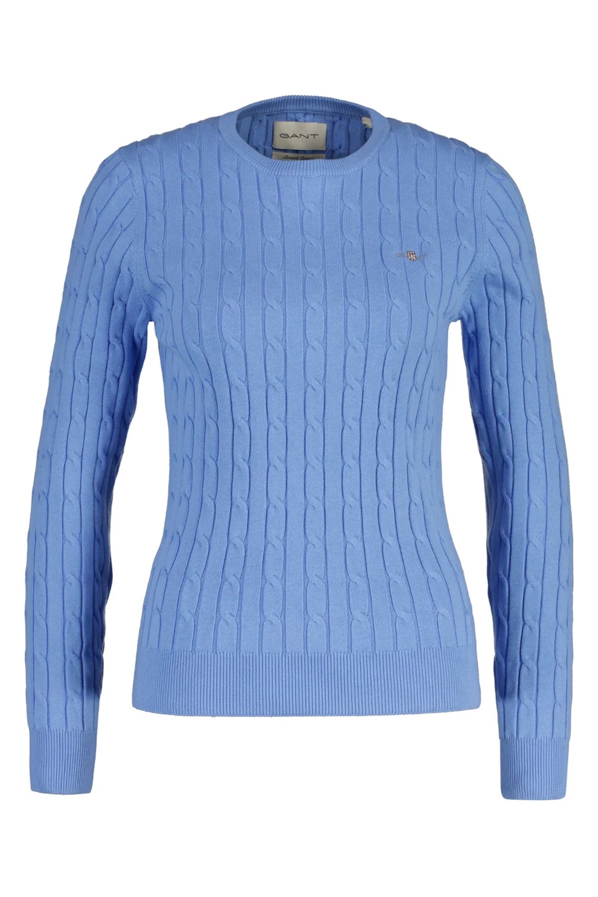 GANT Stretch Cotton Cable C-Neck #Colour_Hydrangea Blue