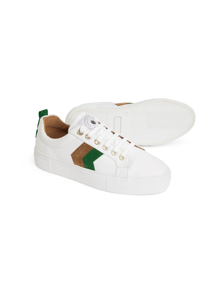 Fairfax & Favor Clover Green/Tan Platform Alexandra Trainer #Colour_Clover Green/Tan