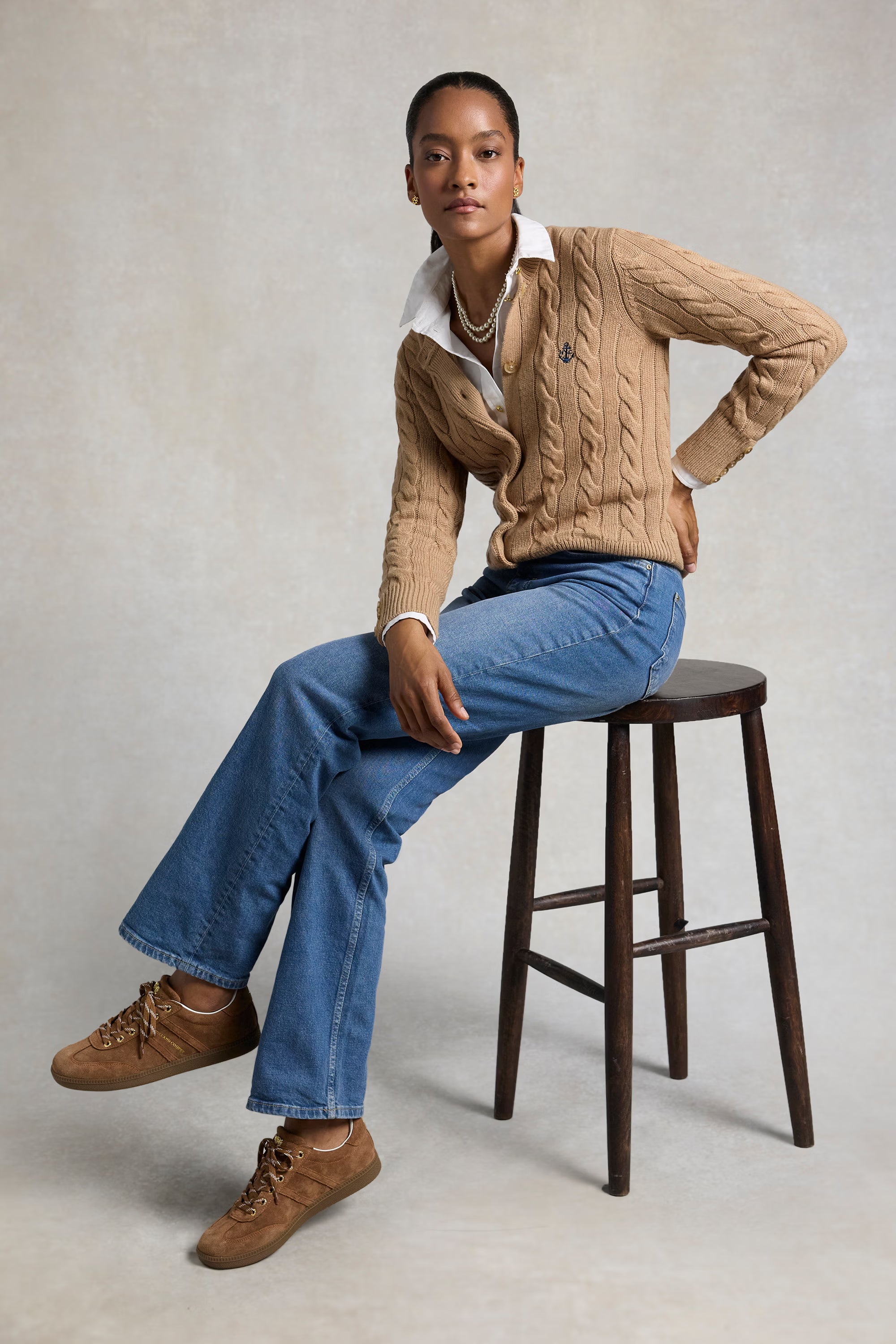 Holland Cooper Knightsbridge Court Trainer #Colour_Tan