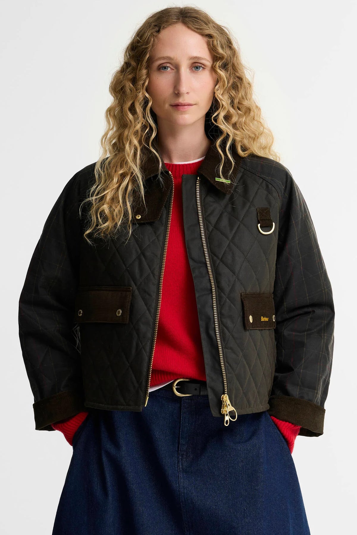 Barbour Tartan Reimagined Icons Tartan Quilted Spey Wax Jacket #Colour_Olive/Classic