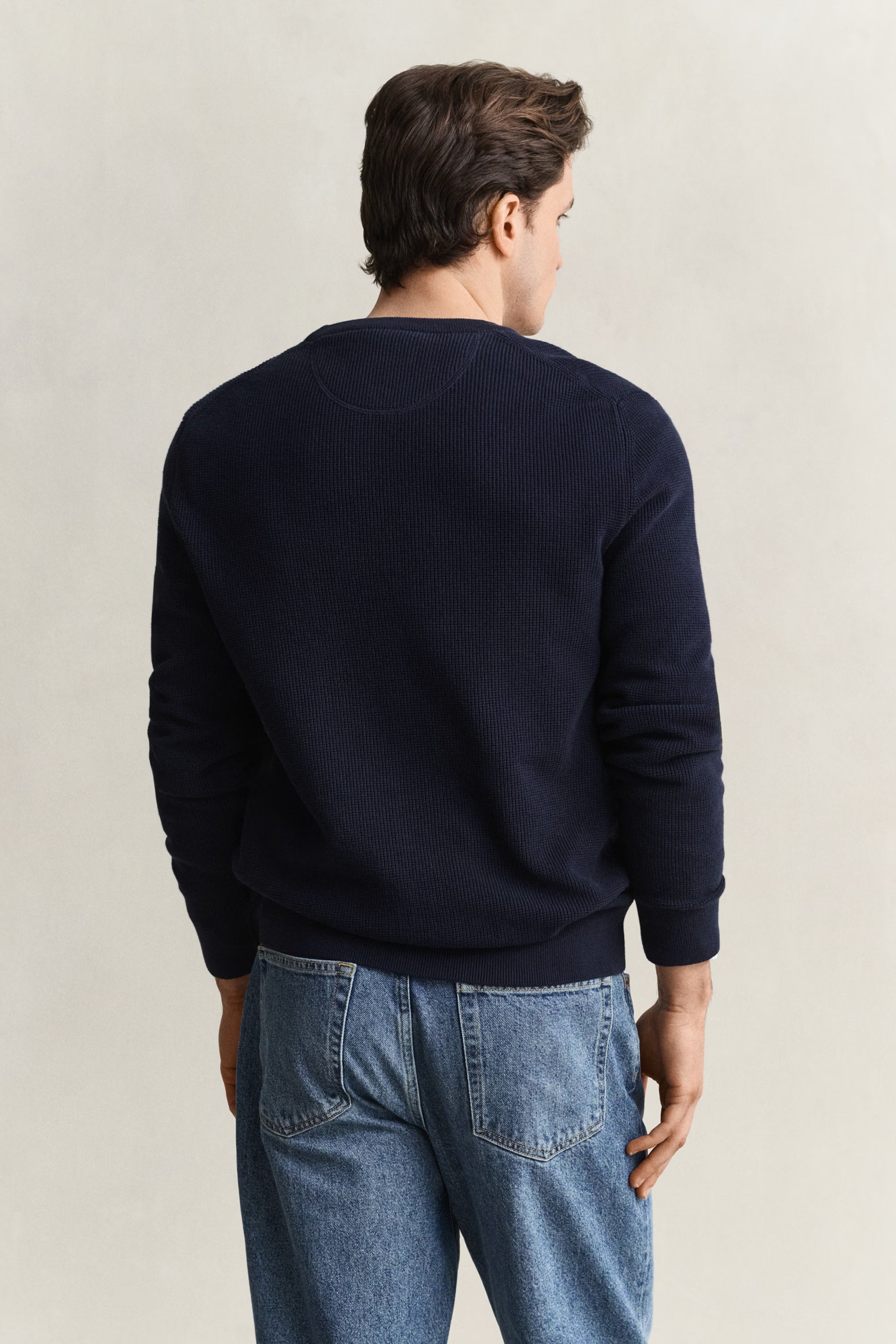 GANT Textured Cotton C-Neck #Colour_Evening Blue