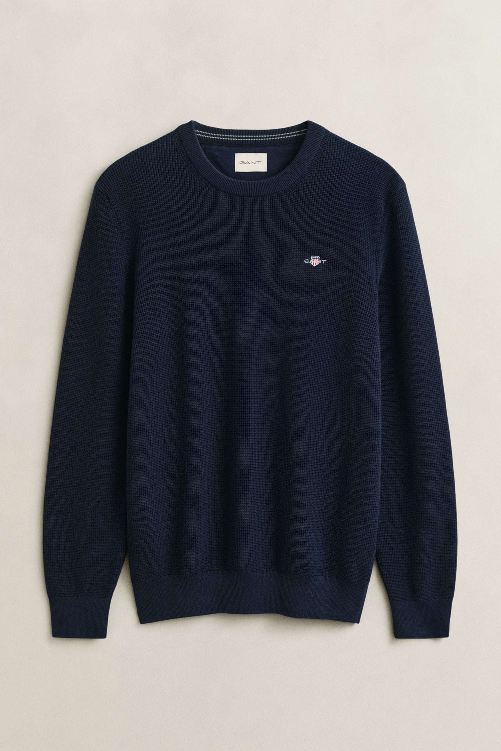 GANT Textured Cotton C-Neck #Colour_Evening Blue